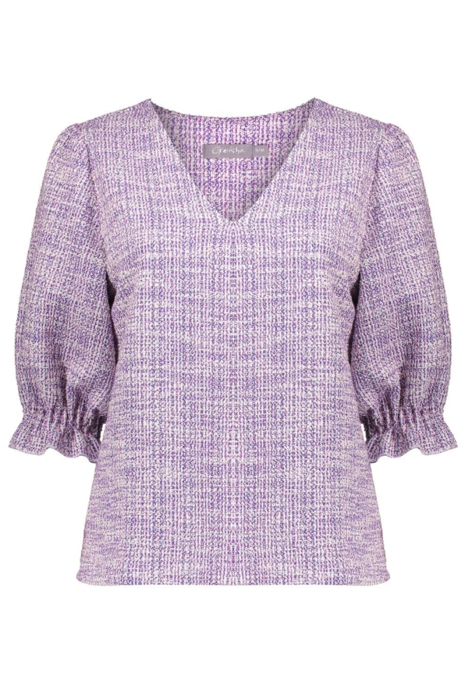 TWEED GEWEVEN TOP MELANGE 53207 20 Off-White/Lilac